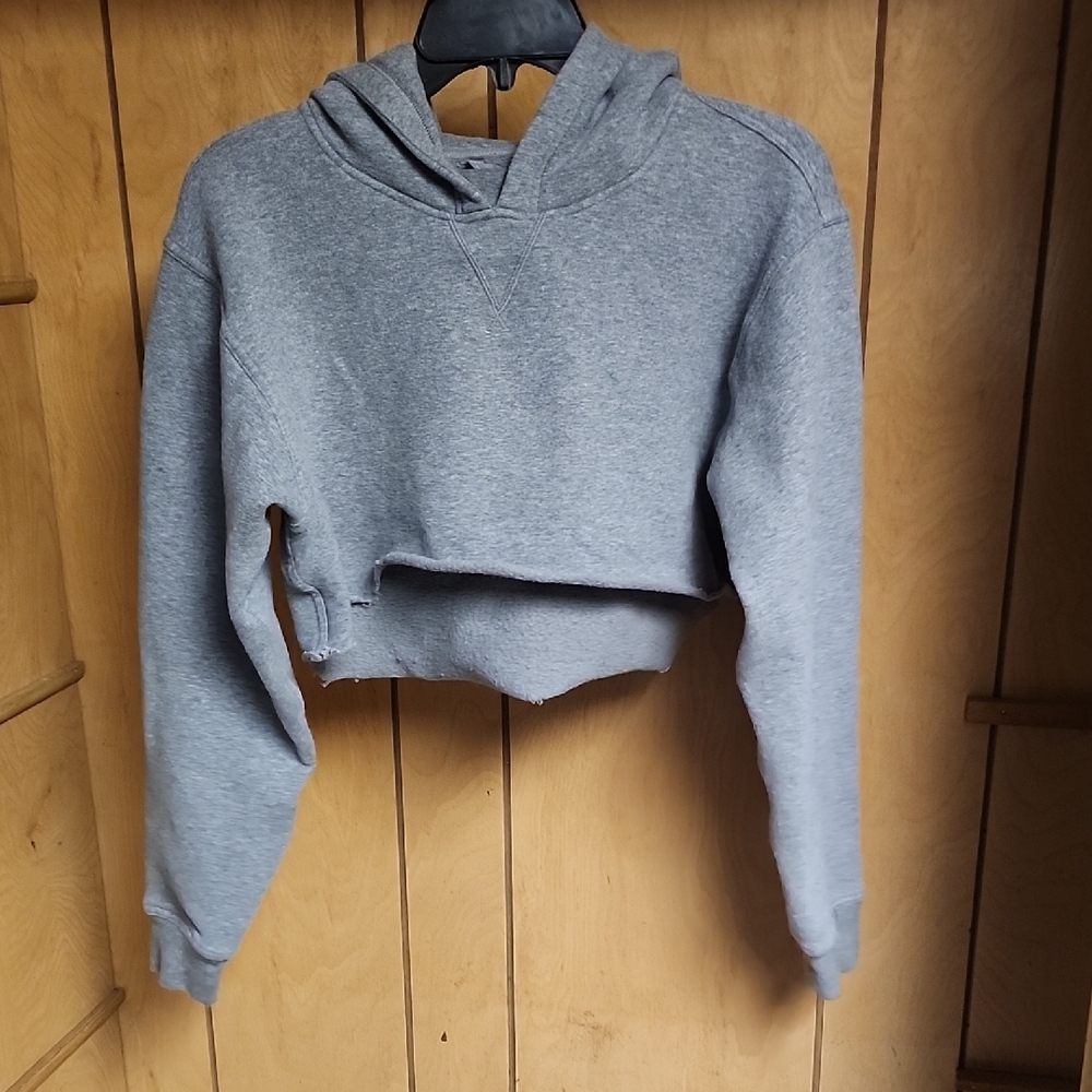 Gray Cropped Hoodie
